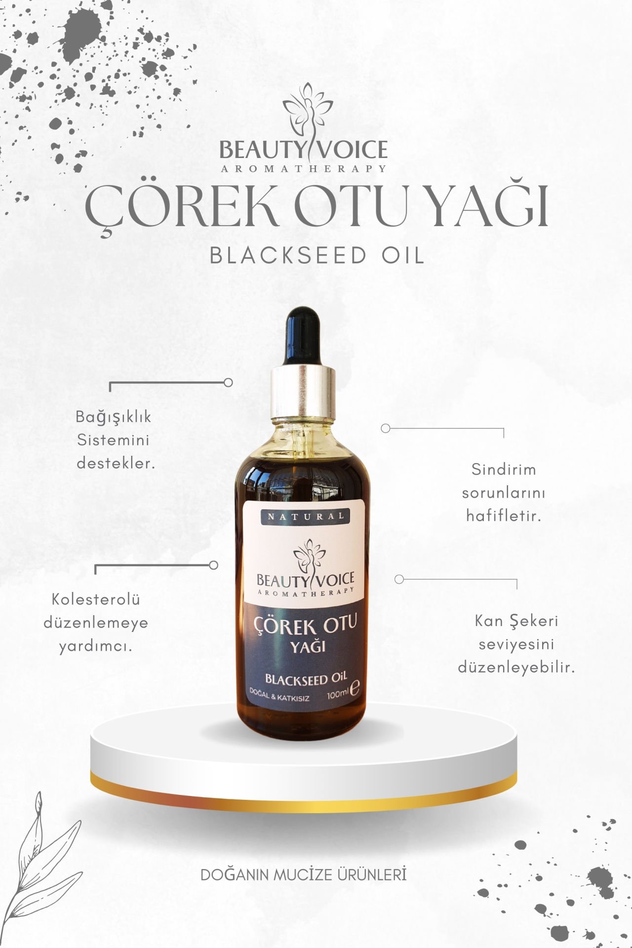 Organik Çörek Otu Yağı 100 ml Cam Şişe (Kargo Bedava) Damlalık Şişe