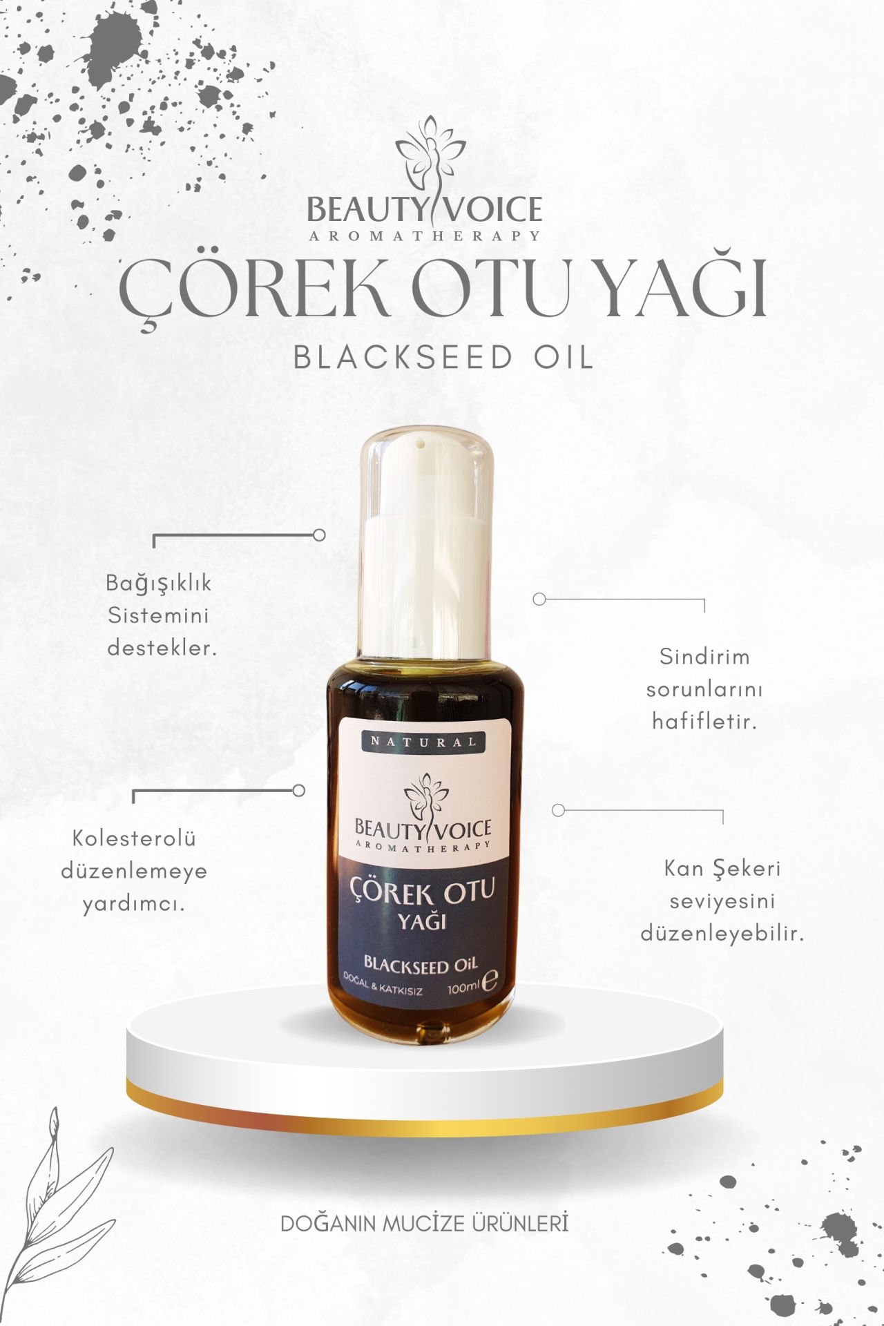 Organik Çörek Otu Yağı 100 ml Cam Şişe (Kargo Bedava) Losyon Pompalı