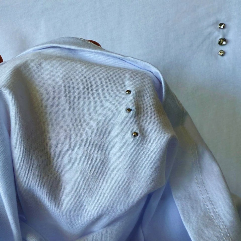 Taş işlemeli yuvarlak yakalı T-shirt – sade, ışıltılı ve rahat