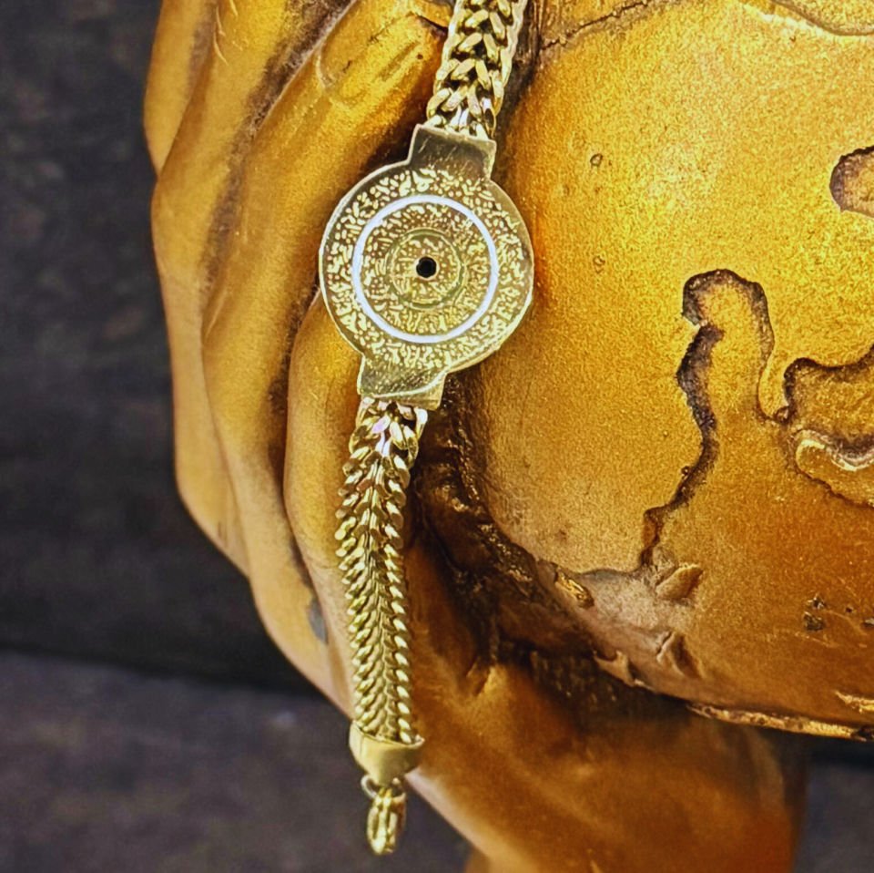 دستبند دو ردیفه با سنگ و سکه